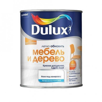 Краска для мебели и дерева Dulux матов. BC 0,75л