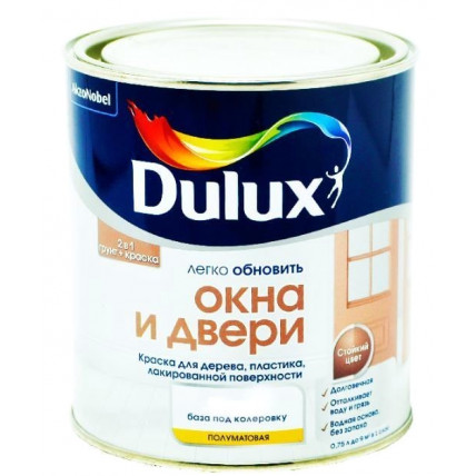 Краска для окон и дверей Dulux полуматов. BC 0,75л