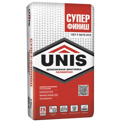 Шпатлевка полимер.  ЮНИС СУПЕРФИНИШ бел. 15кг